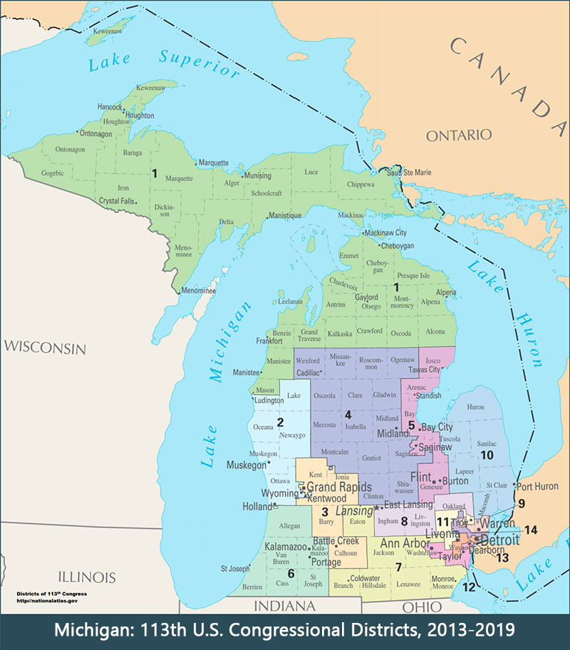 Michigan 113th US HOC districts map 800w912h