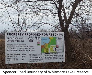 Whitmore Lake Preserve Spencer Rd sign 3 360w